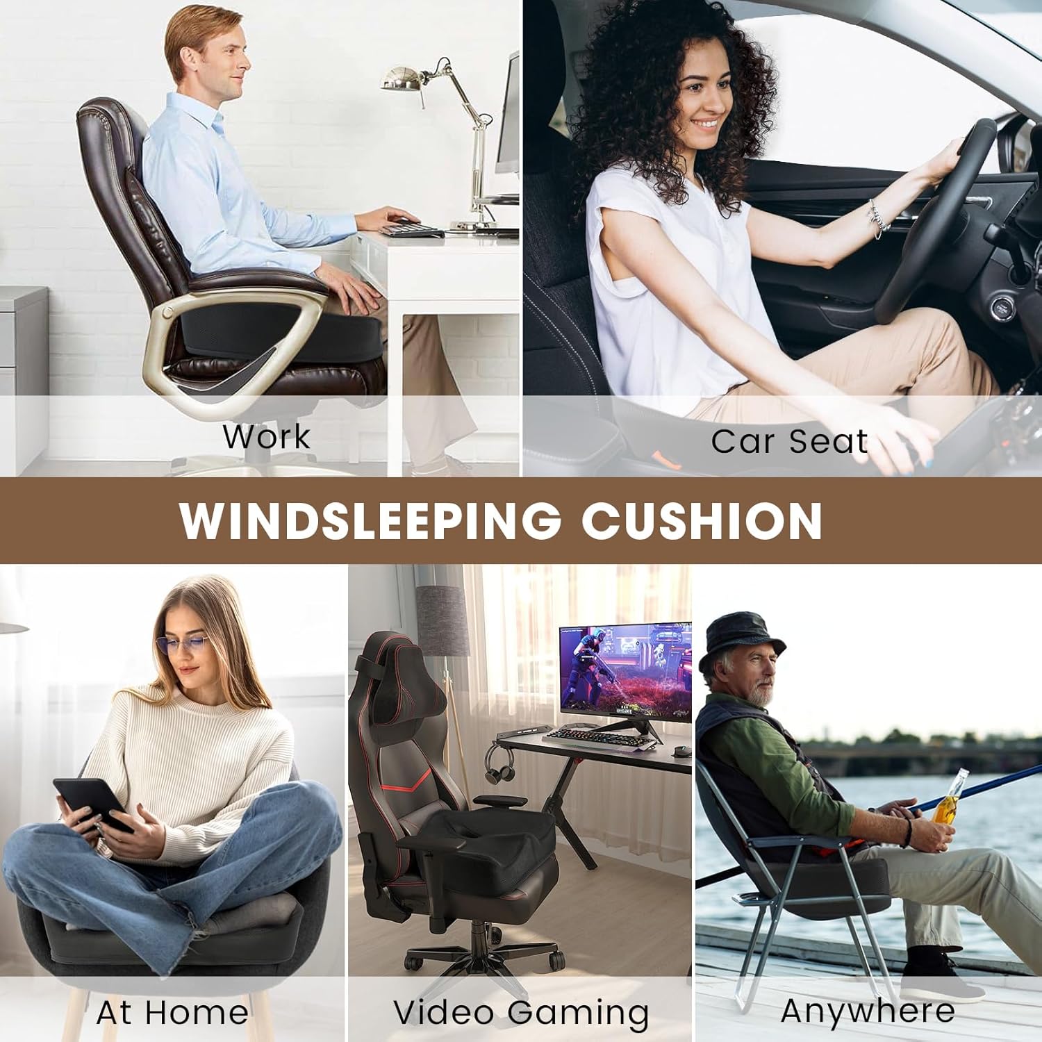 Windsleeping Comfort Latex Seat Cushion for Office Chairs Eligible Tailbone Pain Relief Cushion, Sciatica & Back Support, Office Chair Cushion & Car Seat Cushion