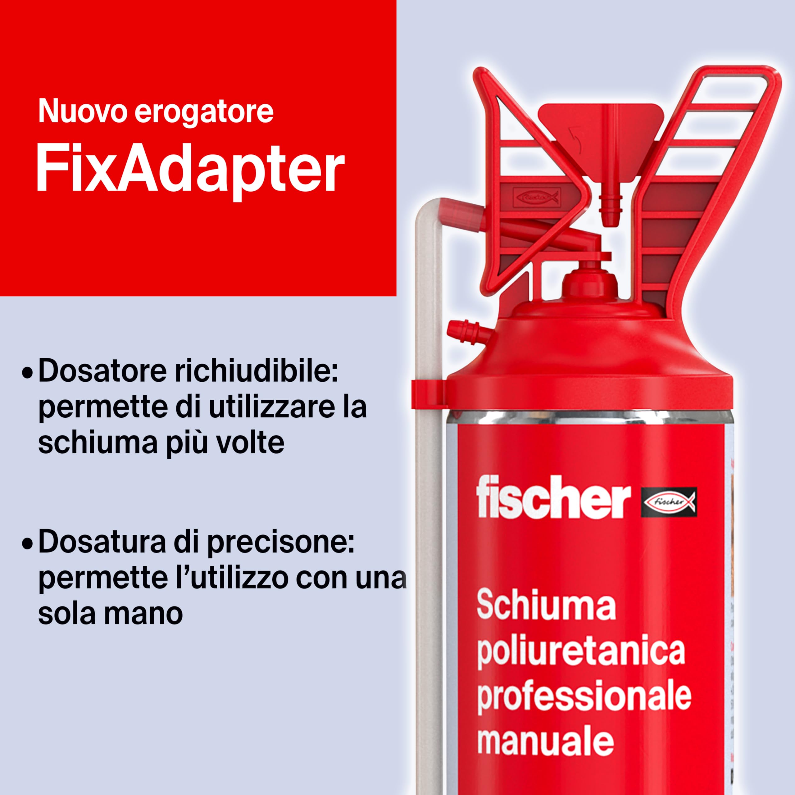 Fischer Schiuma Poliuretanica Professionale PU 750 con Erogatore, Resistente alla Pressione e al Fuoco B2, Riempitiva, Isolante, Sigillante, Espansa, 9293