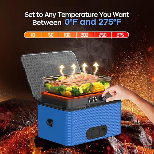 Miniatura 2 de Horno portátil, calentador de alimentos portátil para automóvil de 12 V, 24 V, 110 V-240 V, horno personal mini eléctrico con lonchera con