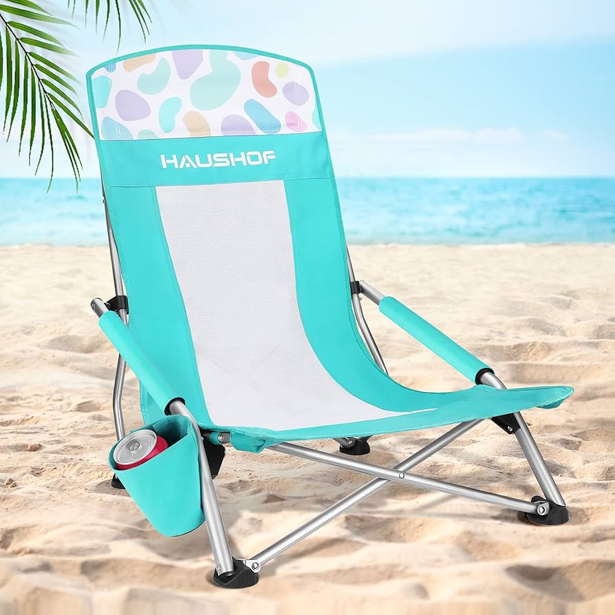 Amazon.com: HAUSHOF High Back Beach Chair, Mesh Back Folding