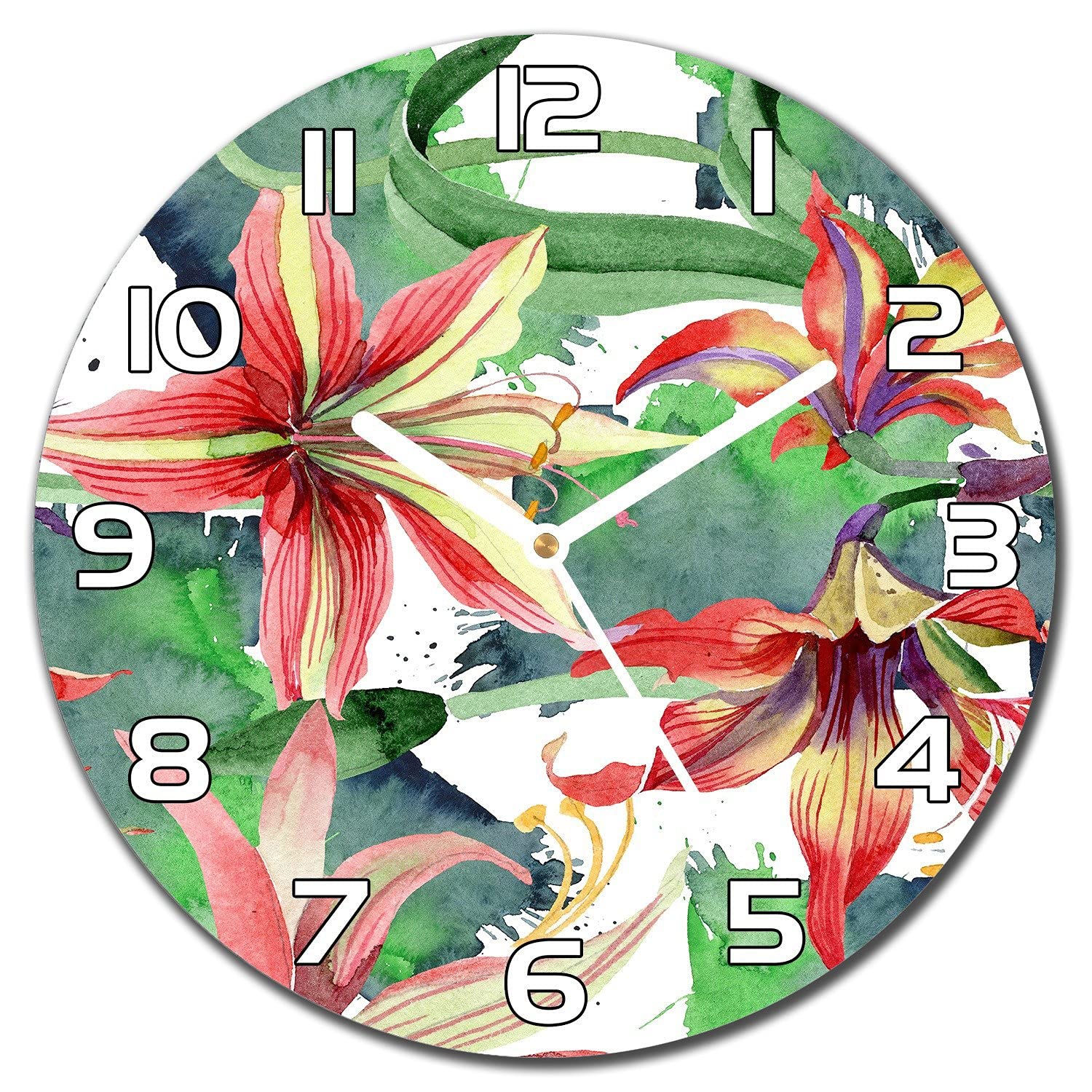 Horloge en verre Fleur de Hippeastrum pour sublimer votre cuisine