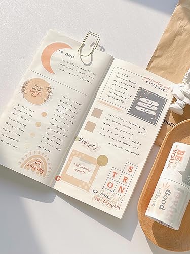 Miniatura 6 de WT Juego de calcomanías motivacionales Washi, 3 rollos, diseños originales, calcomanías inspiradoras de palabras con marco, cinta decorativa