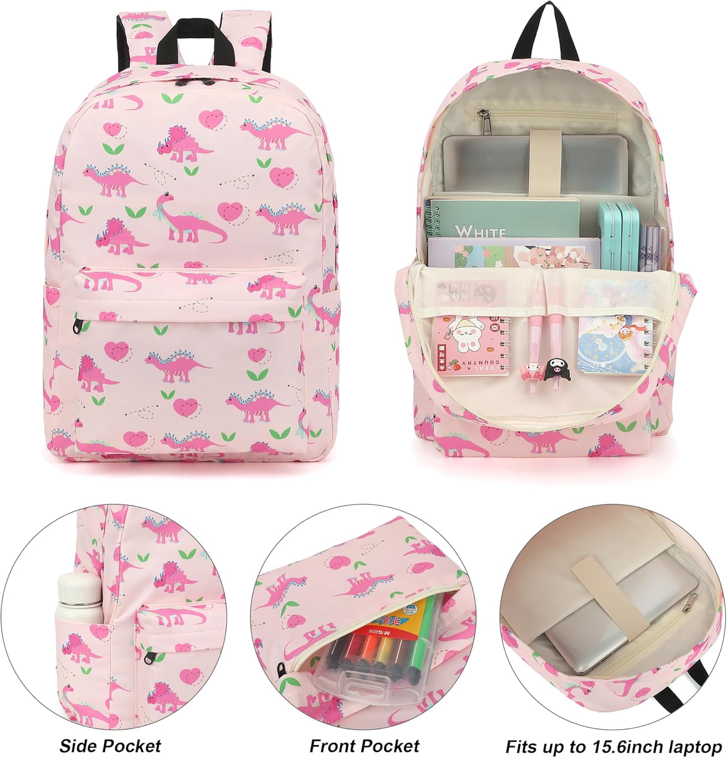 Girls School Backpack Set, Kids Teens School Bag Bookbag with Lunch Bag Pencil Bag