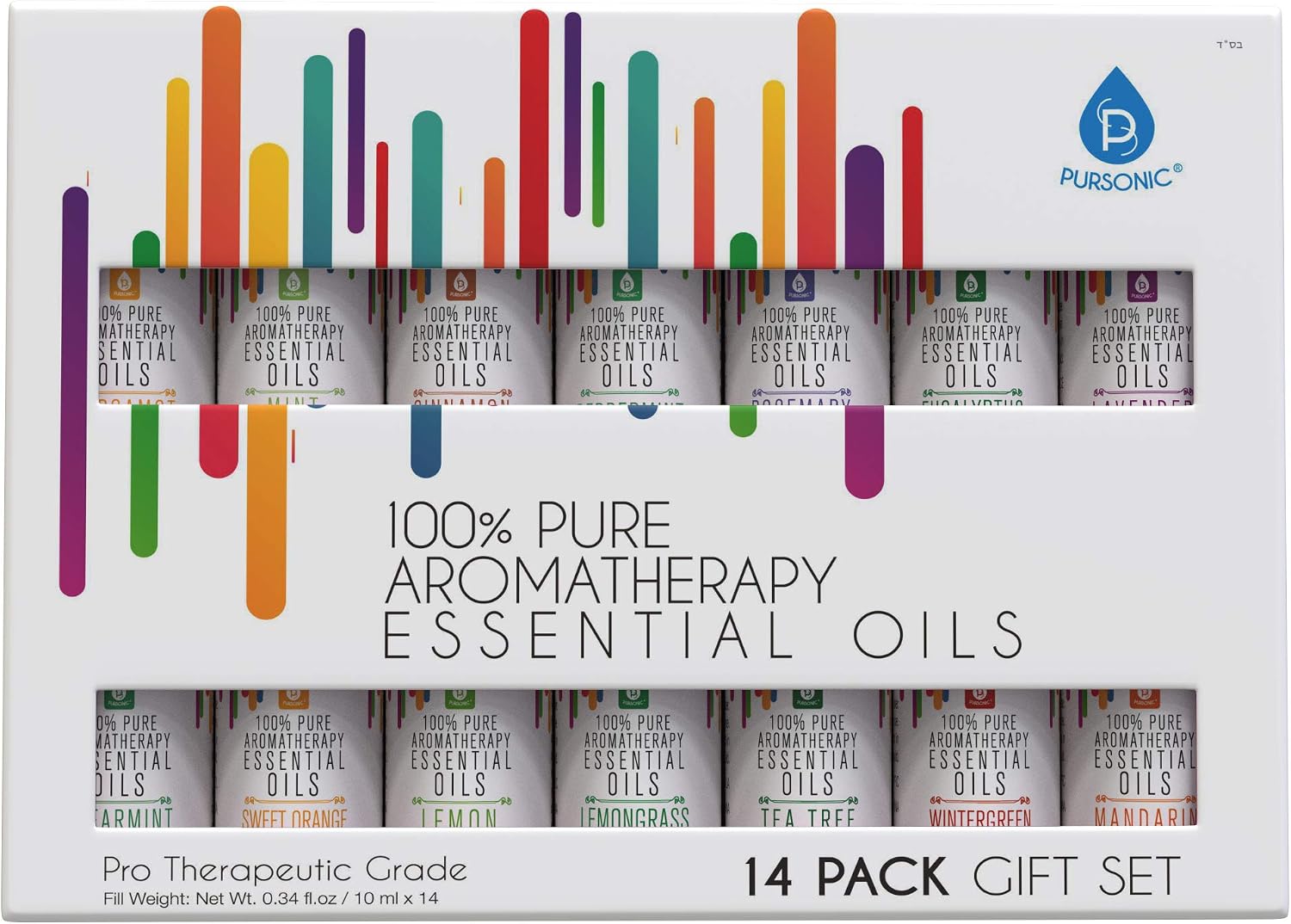 Pursonic 100% Pure Essential Aromatherapy Oils Gift Set,10ML (14 Pack)