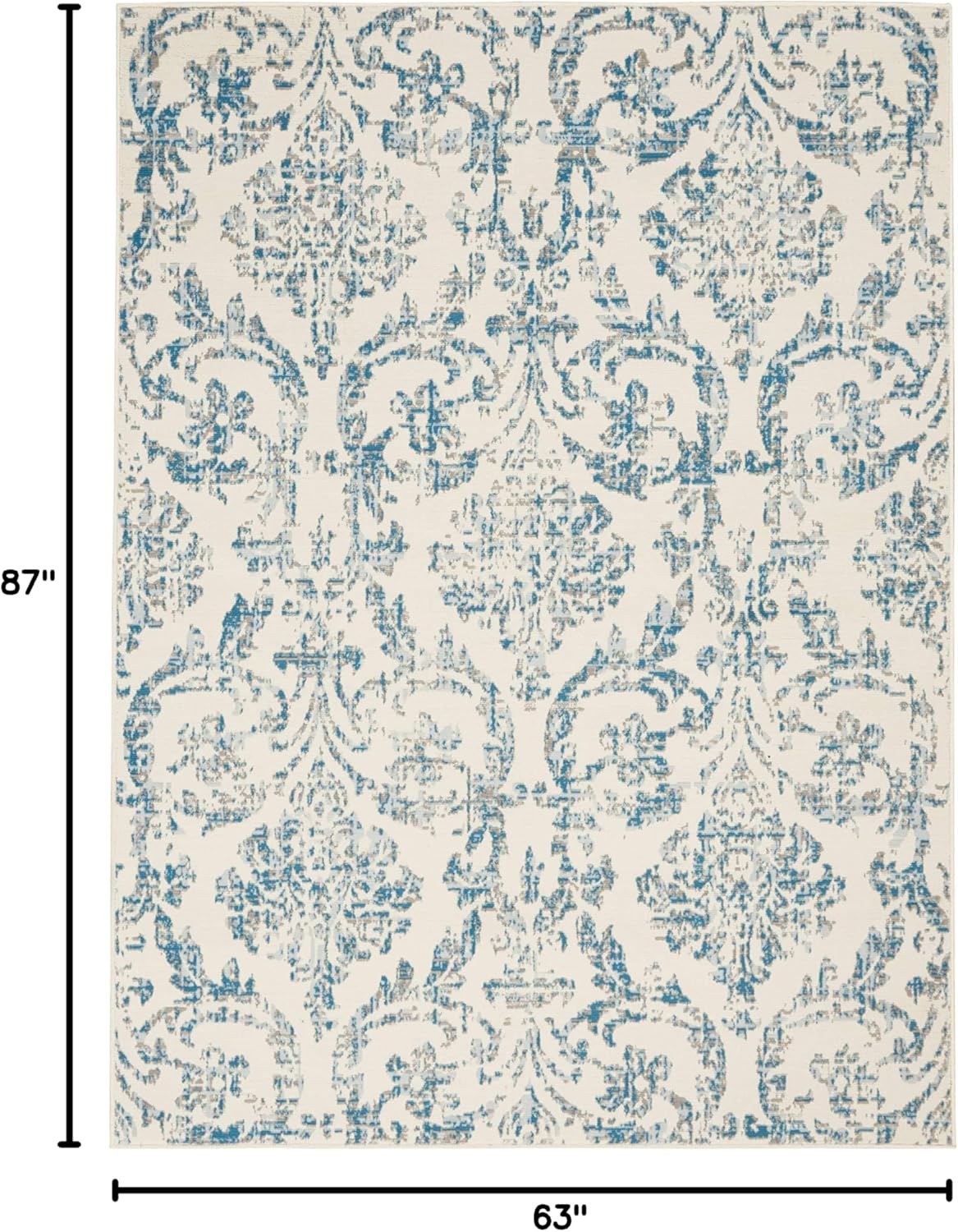 Nourison Home Jubilant Ivory Blue 5'3" x 7'3" Area Rug - Easy Clean, Non Shedding, Bed Room, Living Room, Dining Room, Kitchen (5' x 7')