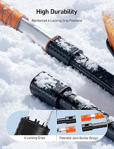 Miniatura 6 de AstroAI Raspador de hielo de 47.2" para parabrisas de automóvil y cepillo de nieve extensible con empuñadura de espuma y cabezal de cepillo