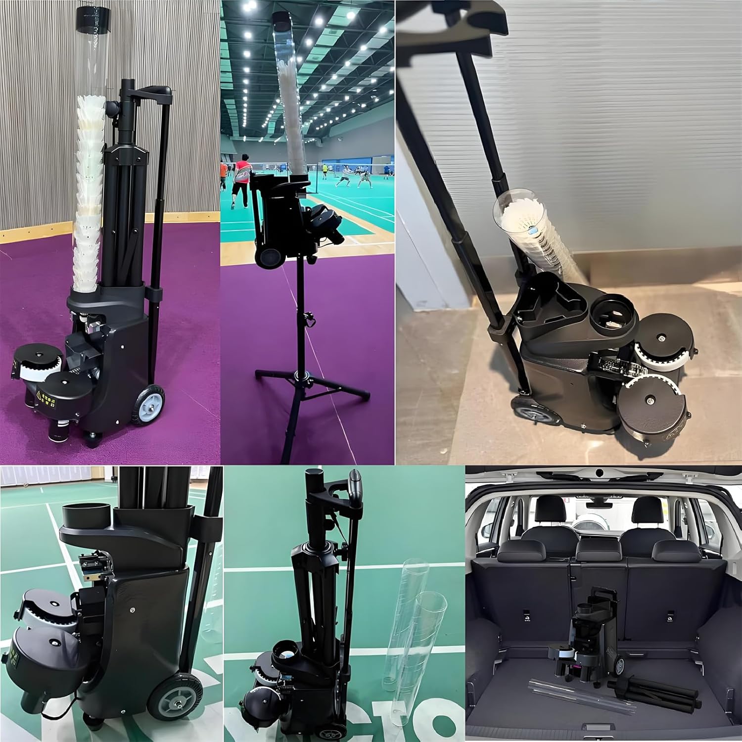 Badminton Shuttlecock Launcher with Wheels, Adjustable Speed 28-120 km/h, Large 52+ Ball Capacity, Automatic Serving Machine for Beginners to Pros