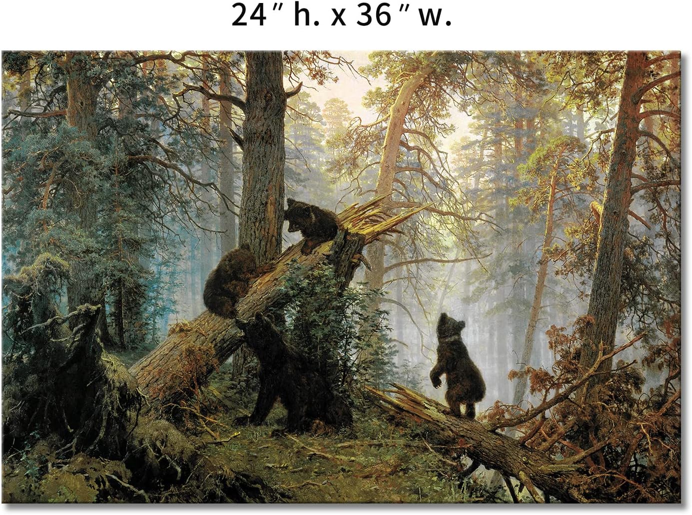 Black Bear Wall Art Bears Play in Forest Broken Tree Canvas Painting The Picture Print On Canvas Animal Pictures for Home Decor Decoration Gift