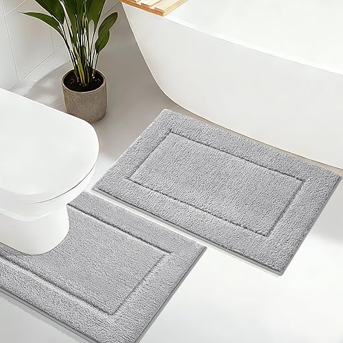 Miniatura 38 de Alfombras de baño de 32"x20", tapete de baño de microfibra absorbente ultra suave, grueso, afelpado y esponjoso, respaldo antideslizante, tapetes de