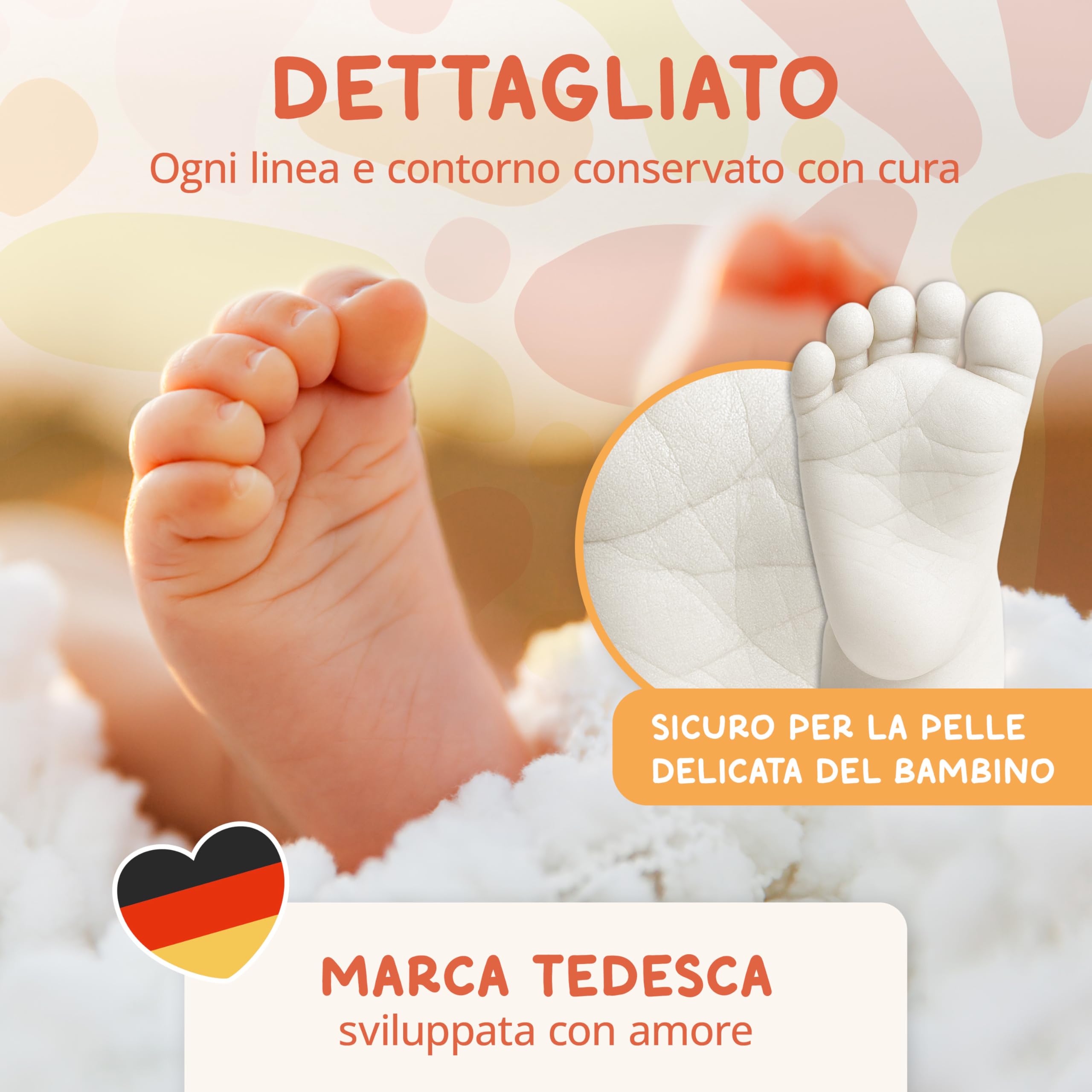 Amari ® Set di Impronte in Gesso per Bambini, con Confezione di Alta qualità, promemoria per l'eternità, con Gesso, Materiale per Modellare e Istruzioni, Regalo per la Nascita