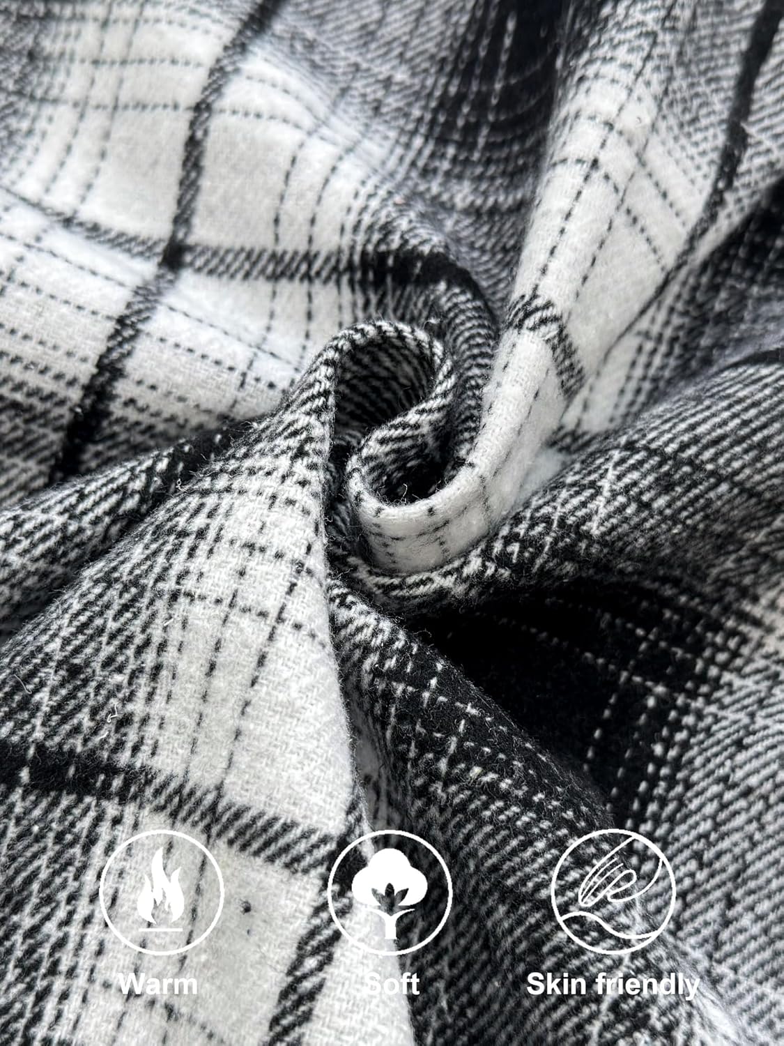 JEMLDL Mens Flannel Shirts Jackets Casual Shackets Button Down Long Sleeve Plaid Shirt Lightweight Jackets with Pockets - Image 5