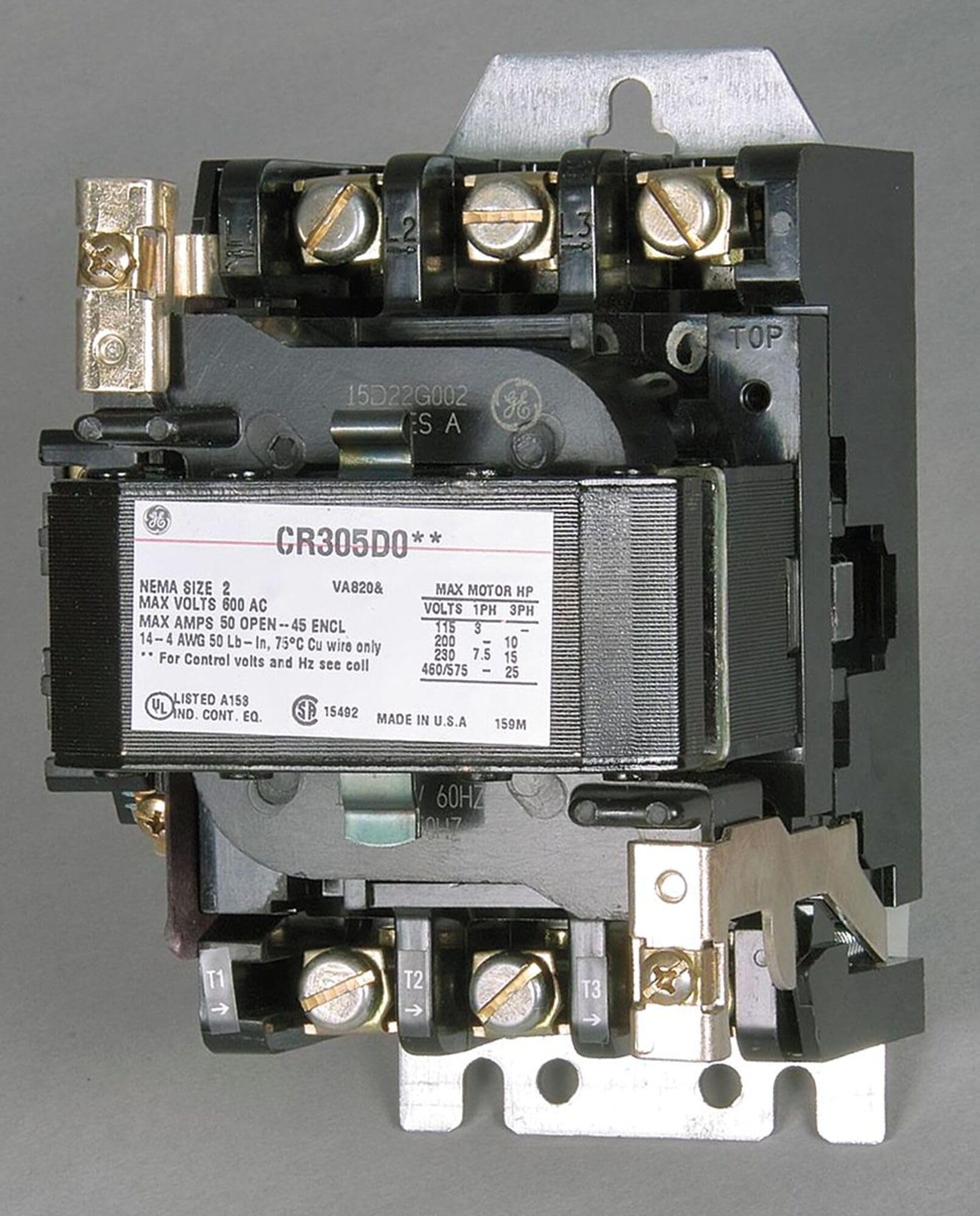 Contacteur Général électrique GE CR360ML203KAB12AA - 265-277V 20A, Neuf