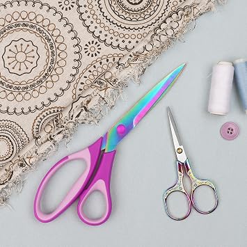 Fabric Scissors, Dressmaking with Titanium Plated Stainless Steel, Tailor Scissors for Cutting Fabrics and Leather, Set of 2