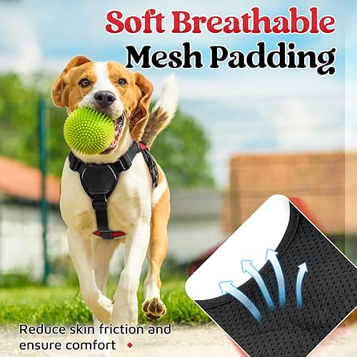 Miniatura 6 de rabbitgoo Arnés para perro a prueba de escapes, arnés suave acolchado de cuerpo completo para mascotas, chaleco reflectante ajustable sin tirones