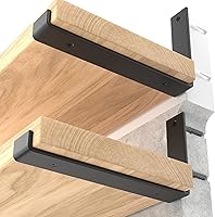 LEOPO 12 Inch Heavy Duty J Shelf Brackets 6-Pack - 1/5" Thick Black Steel Floating Shelf Supports, 160lb Pair Capacity