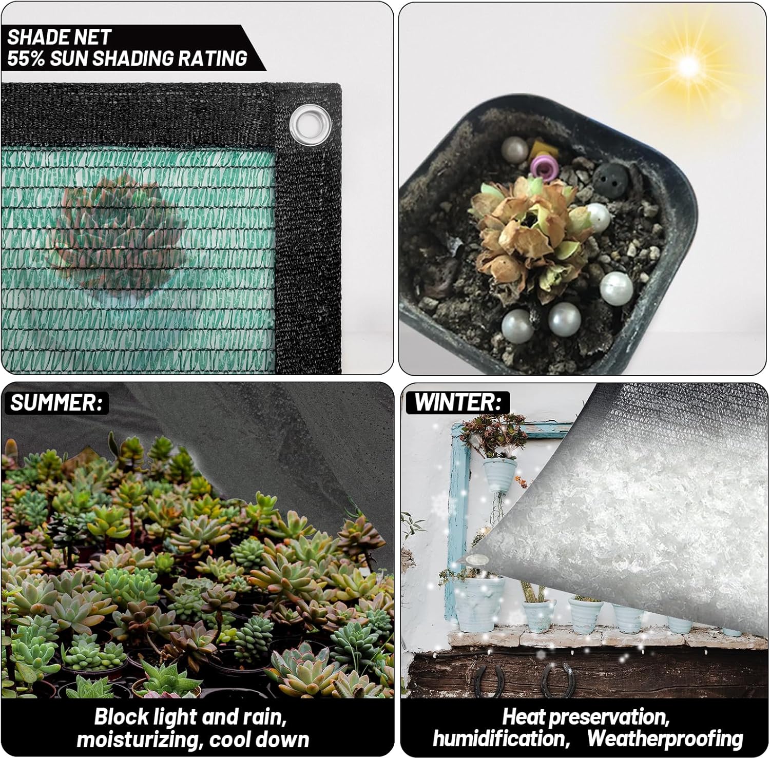 Cool Area 55% Sun Shade Cloth Mesh Tarp with Grommets for Plant Cover 10x20ft Patio Canopy Garden Pergola Greenhouse Car Barn Kennel Dark Green