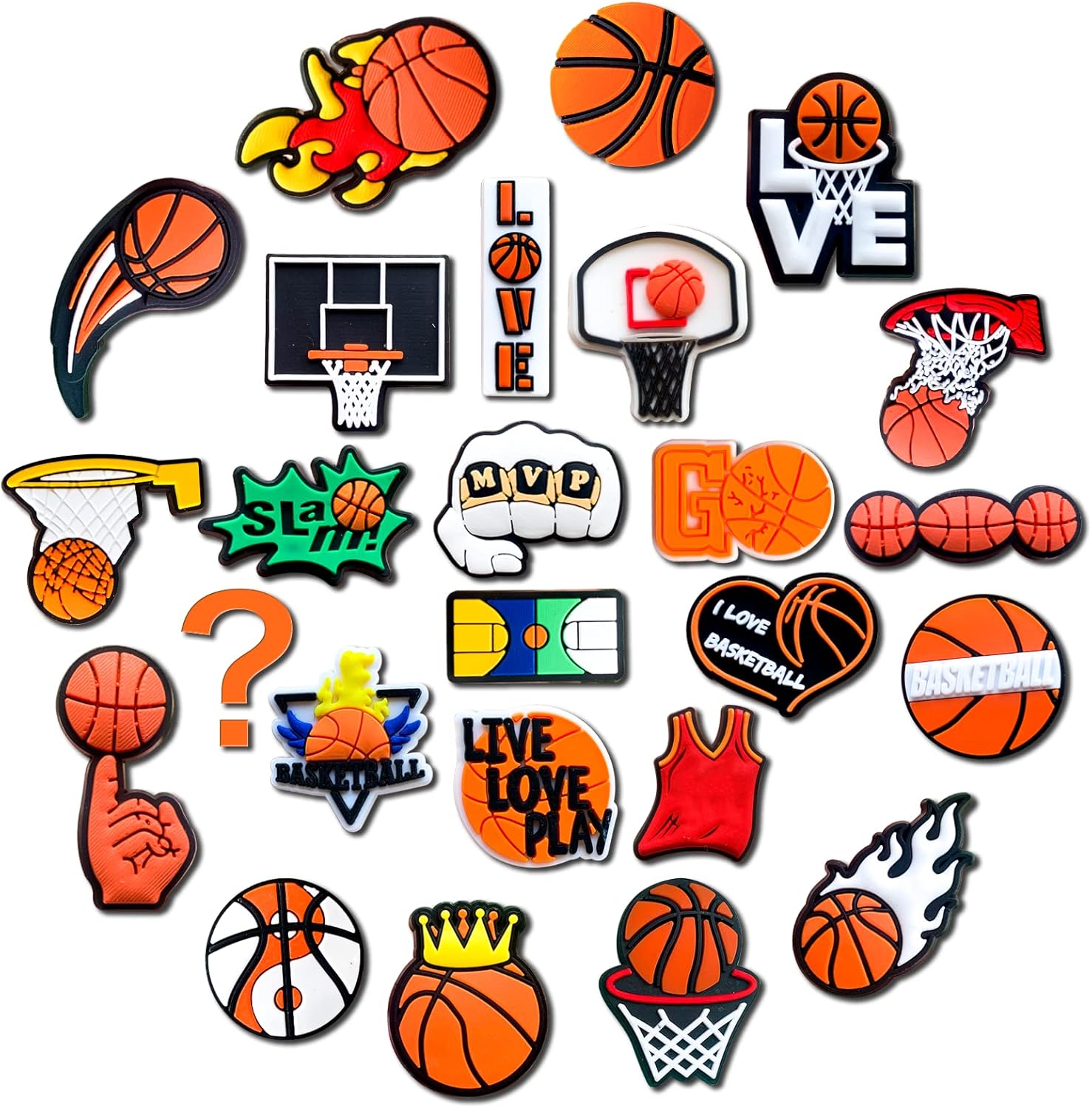 Fohiahfce 25Pcs Basketball Shoe Charms for Clog Decoration, Sports Ball Charms Accessories for Boy Men Party Favor : Clothing, Shoes & Jewelry