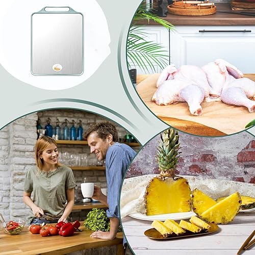 Miniatura 6 de Stainless Steel Cutting Board 39x29cm, Double-Sided Chopping Mat with Handle, Meal Prep Board for Kitchen, Restaurant, Commercial Use, Meat,