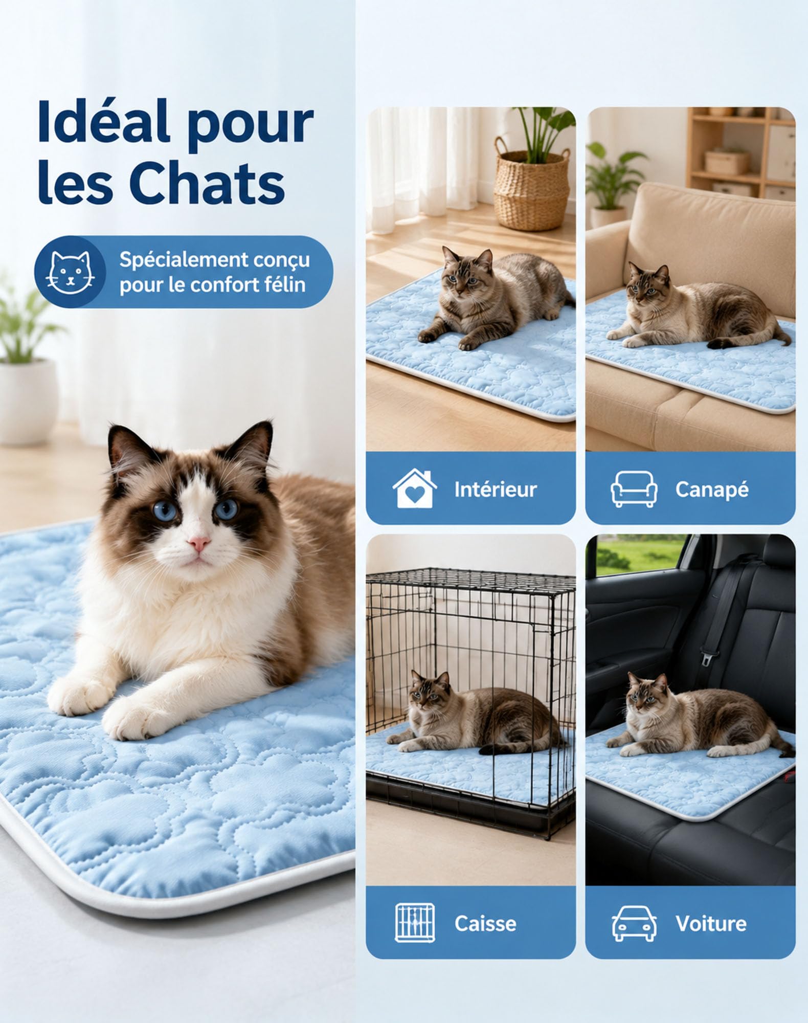 Tapis Rafraichissant Platypaws, 5x Refroidissement Multipl (Bleu,XXL)