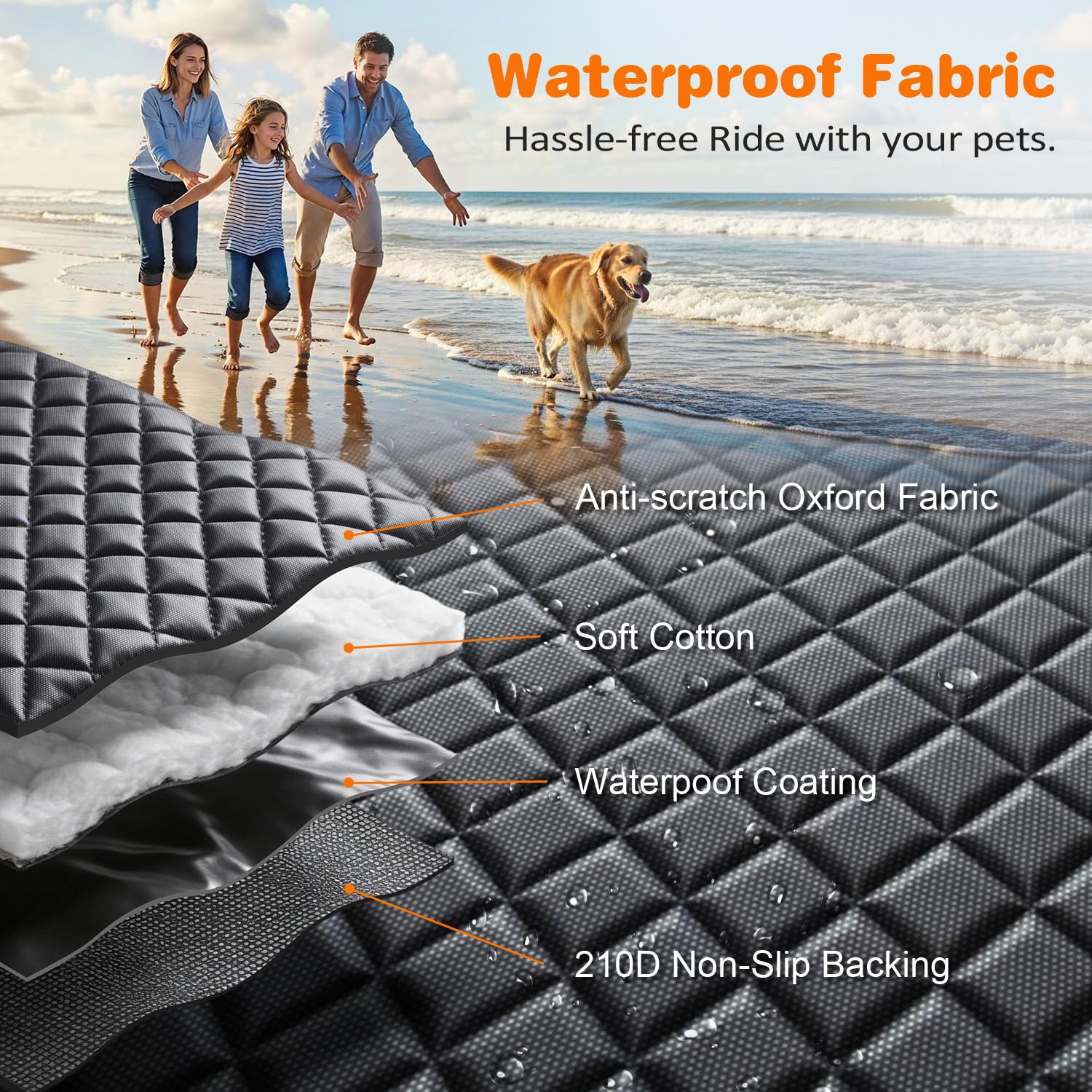 URPOWER XL Dog Seat Cover for Full-Size Truck Back Seat, Waterproof Hammock view 7