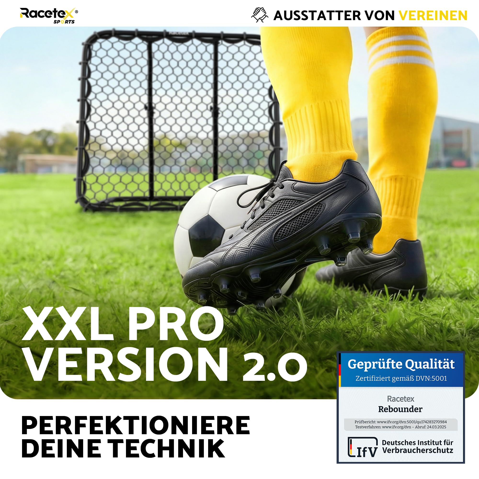 Racetex Rebounder für Fußball-Fussball Rebounder mit robuster Konstruktion | Stufenlos Verstellbar - Rebounder für Schuss-, Pass- und Ballannahme Training. Optimales Fußballtraining für Kinder im Garten
