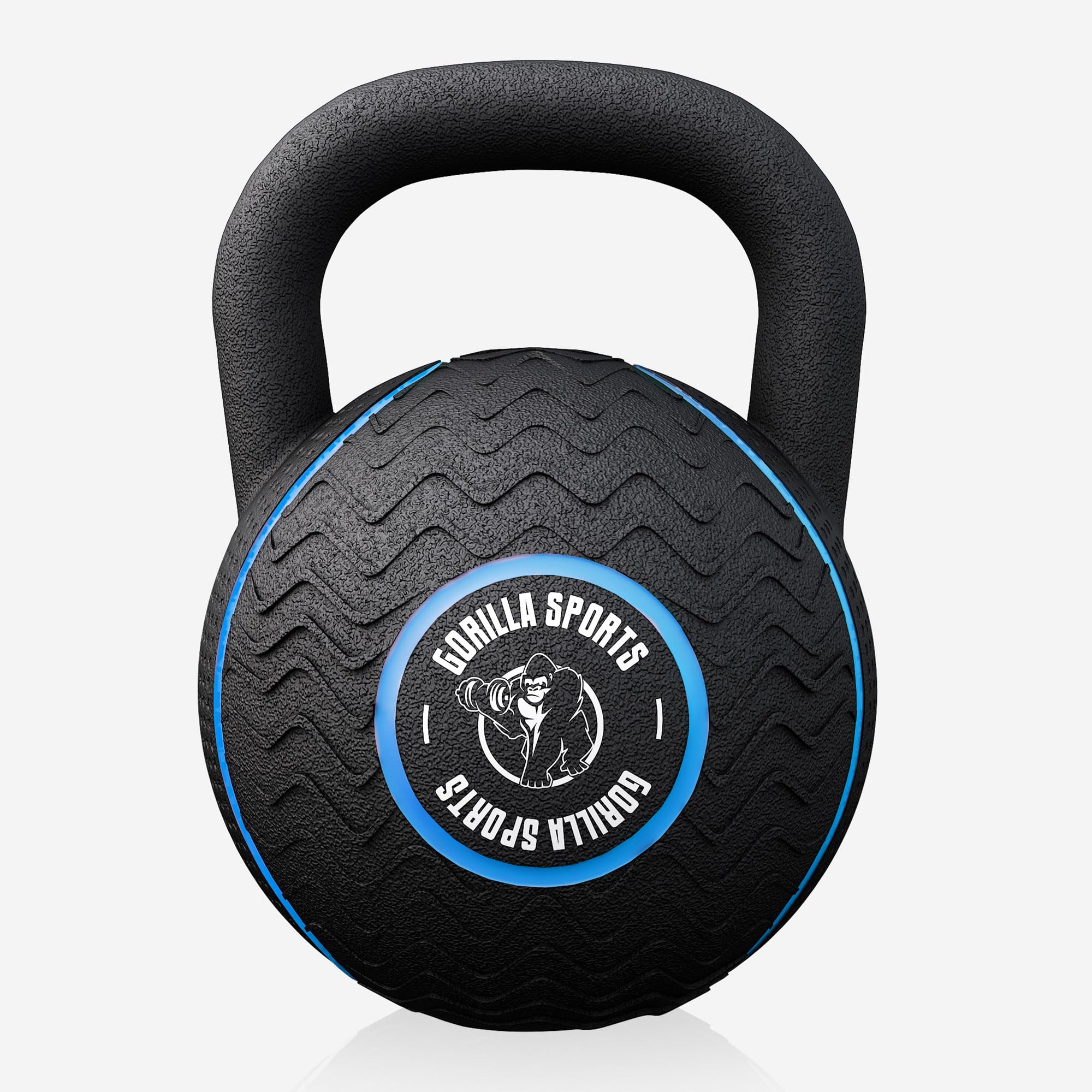 GORILLA SPORTS® Kettlebell de goma, núcleo de arena de hierro y revestimiento de goma, mango ergonómico, 4 kg hasta 20 kg, entrenamiento de fuerza y funcional