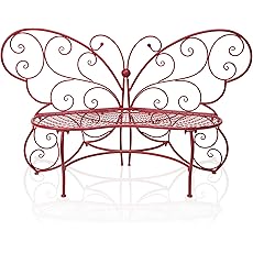 Alpine Corporation 62"L Indoor/Outdoor 2 Person Metal Butterfly Shaped Garden Bench, White