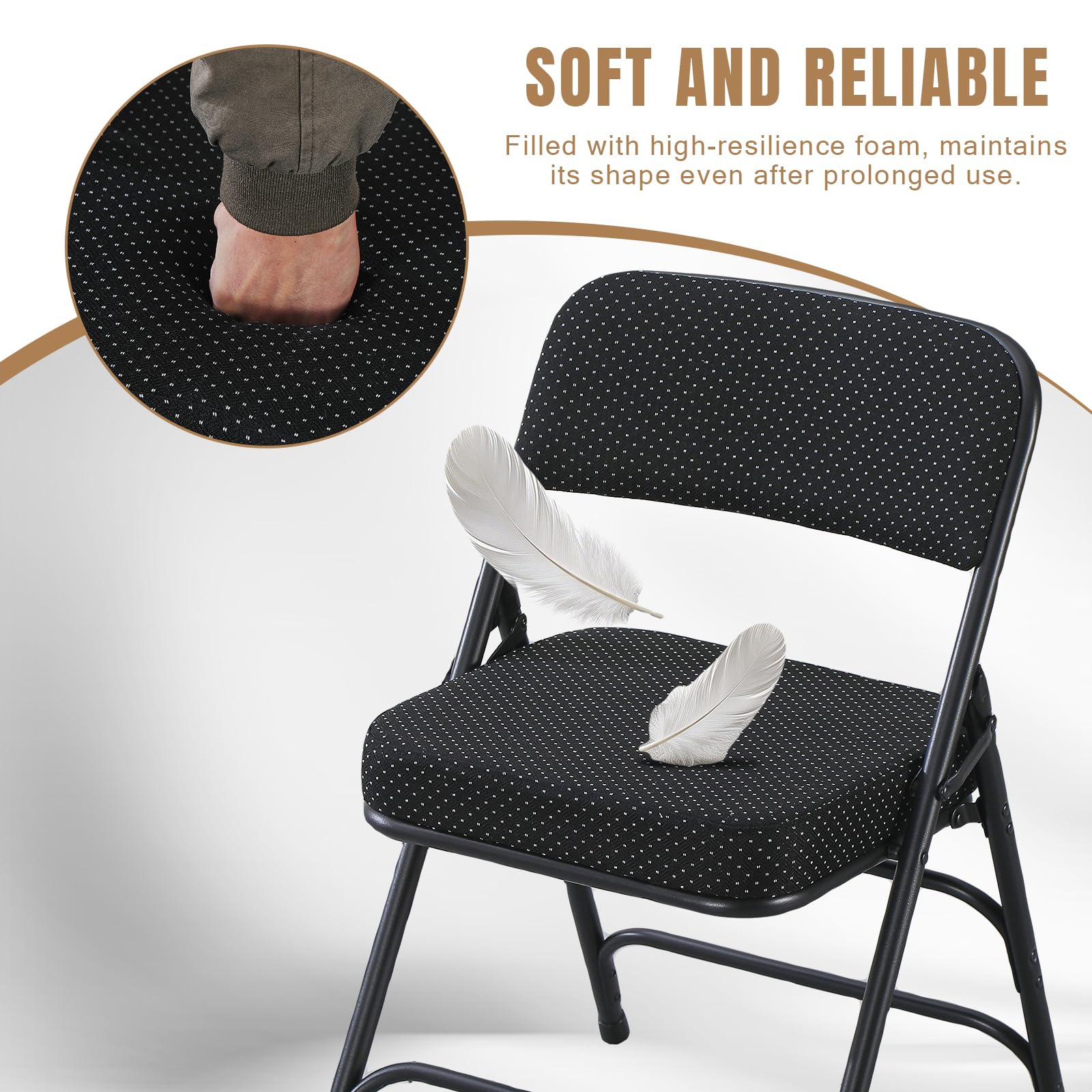 Silla plegable de jardín con acolchado extra grueso y funda aterciopelada, cómoda silla de balcón para exteriores, portátil, ligera, ajustable, 2 paquete, color negro