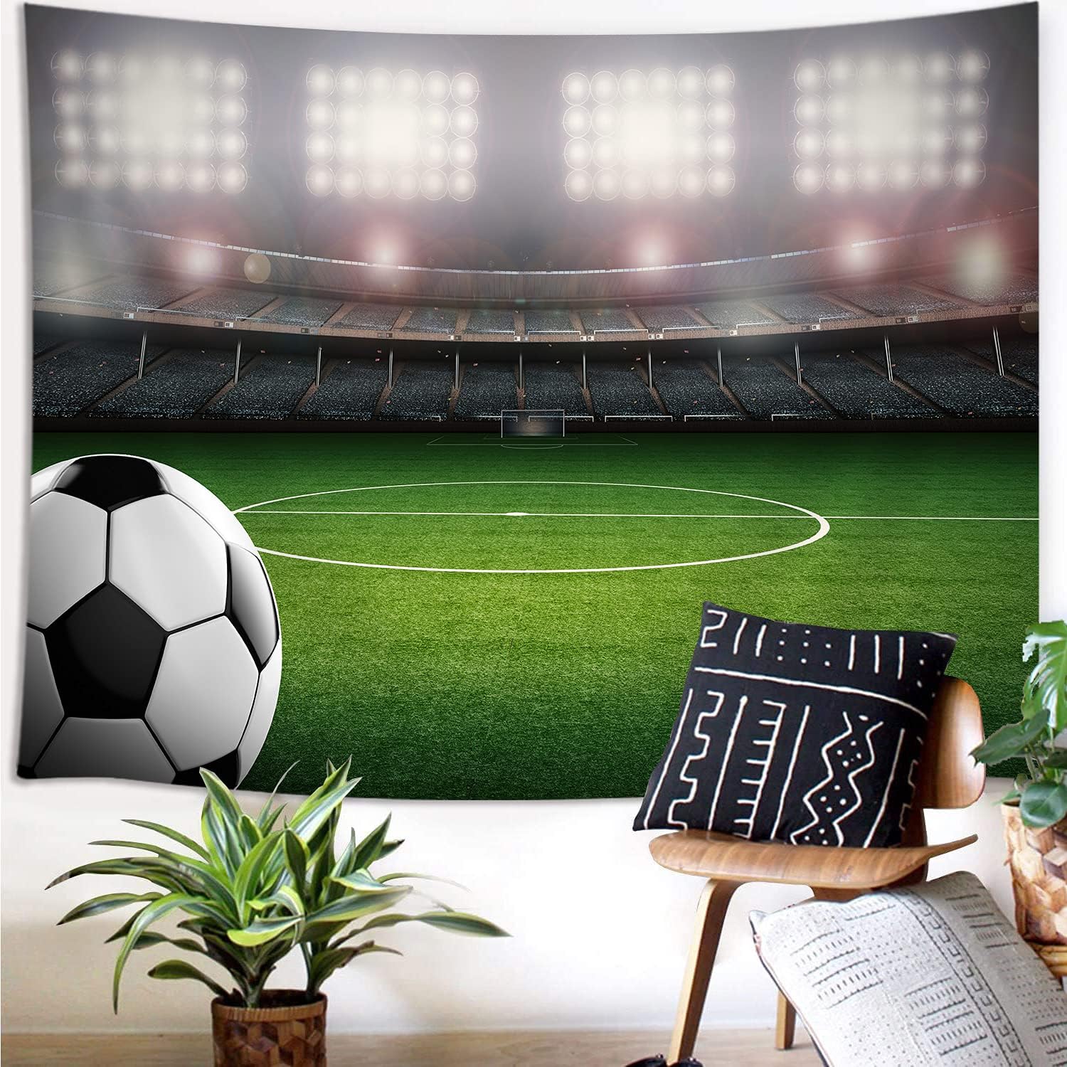 Soccer Stadium Landscape Polyester Wall Tapestry 40x60 Inch