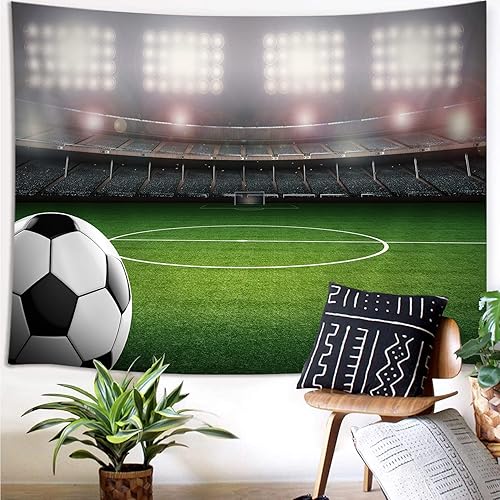 Miniatura 2 de Tapiz de decoración de fútbol, tapiz deportivo de fútbol para colgar en la pared para dormitorio de niños, tapiz pequeño, manta para póster de