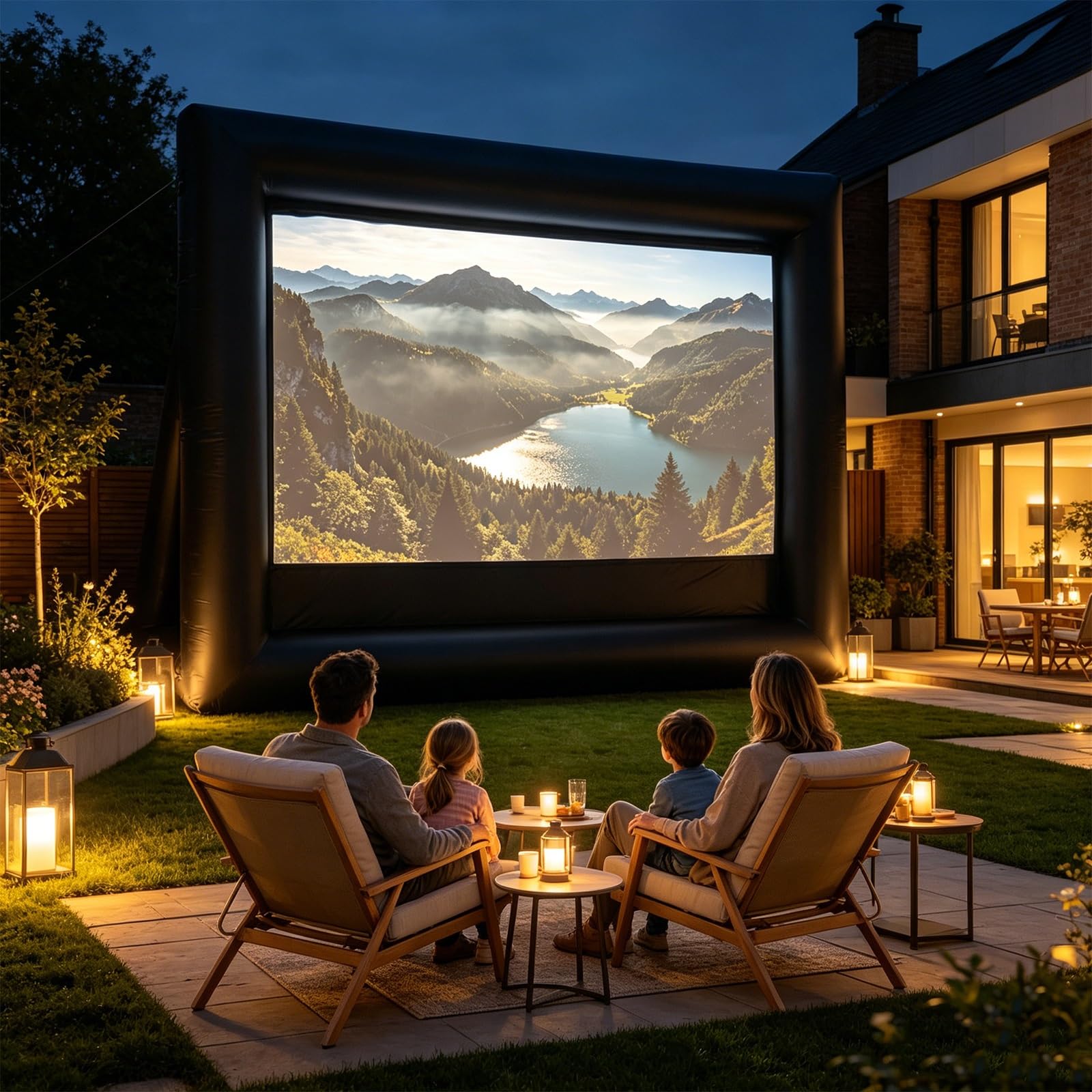 Schermo gonfiabile per film all'aperto, schermo cinematografico portatile a installazione rapida, per feste in giardino, campeggio e riunioni a bordo piscina
