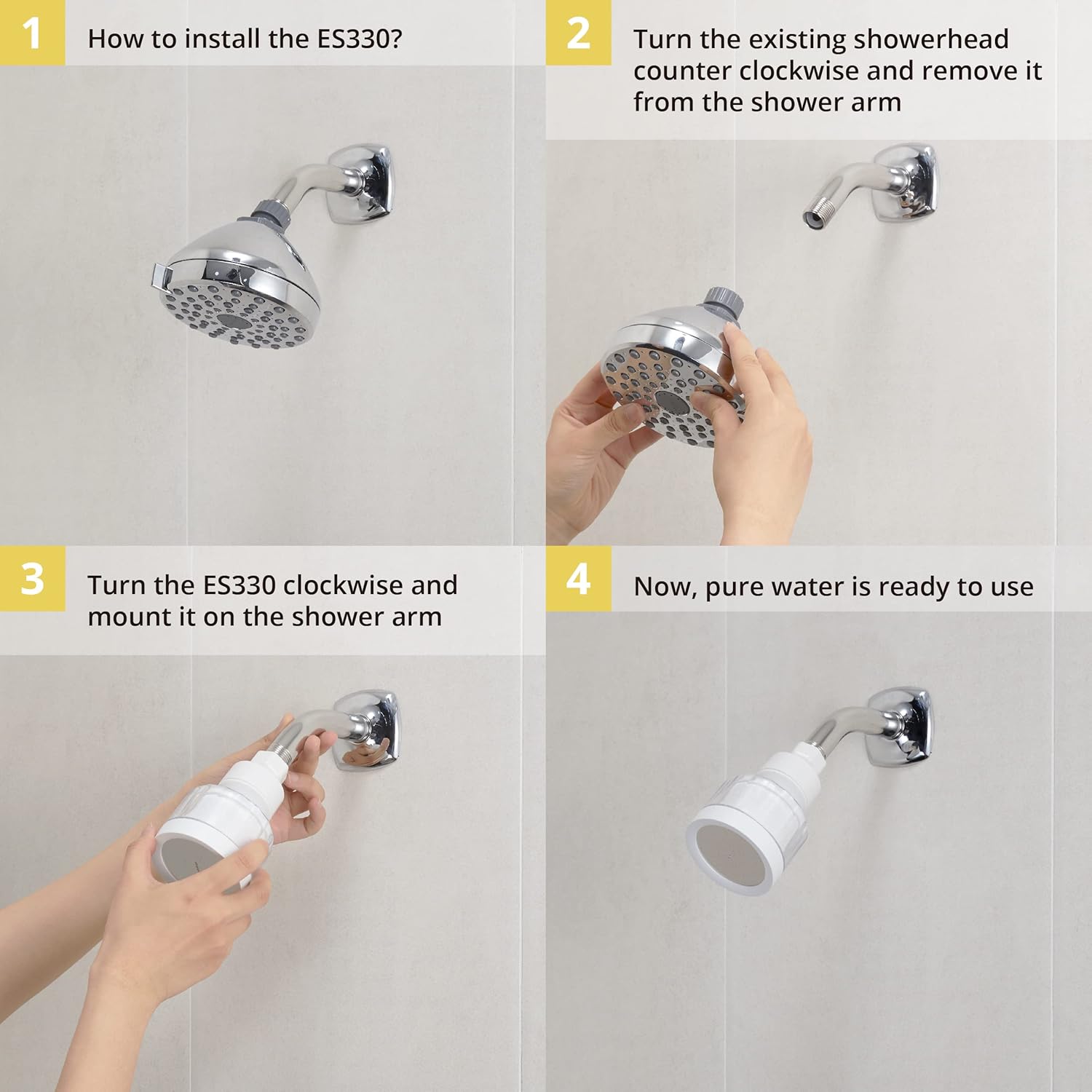 ES330 VITAPURE Vitamin C Fixed Showerhead Filter w/Fragrances, Removing Chlorine, Chloramines, Sediments & more, Refill Filter SKU# VSF300J,VSF300M, VSF300X