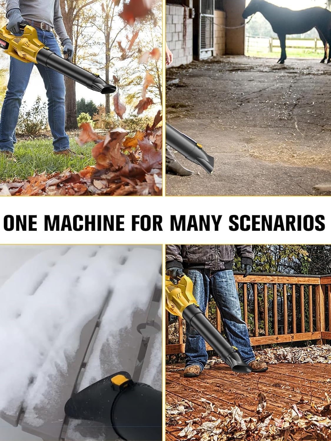 Leaf Blower Cordless Compatible with Dewalt 20V Max Battery, 500CFM with 6 Variable Speeds, Complete Kit with 2 Batteries and Charger for Lawn Care, Blowing Leaves (Yellow)