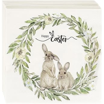 Pack of 40 Slip-Eared Bunny Napkins Easter 3-Ply Easter Napkins Nostalgia 33 x 33 cm Paper Napkins Easter Napkins for Easter Table Decoration Spring Party Decoration Easter Table Decoration