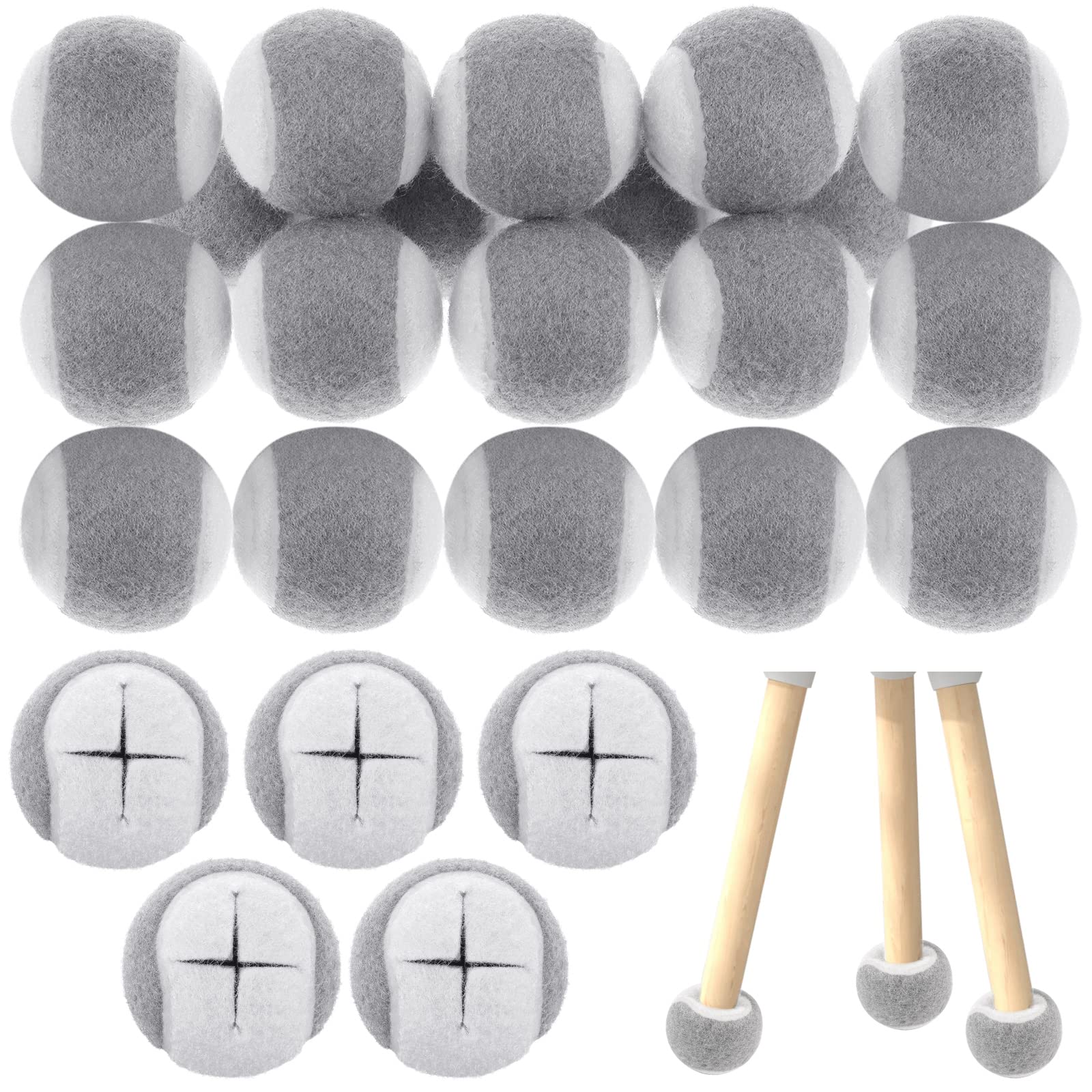 Qunclay 16 Pieces Precut Tennis Balls for Chair Legs Glide Coverings for Floor Protection Heavy Duty Tennis Balls for Long Lasting Pad (Gray, White)