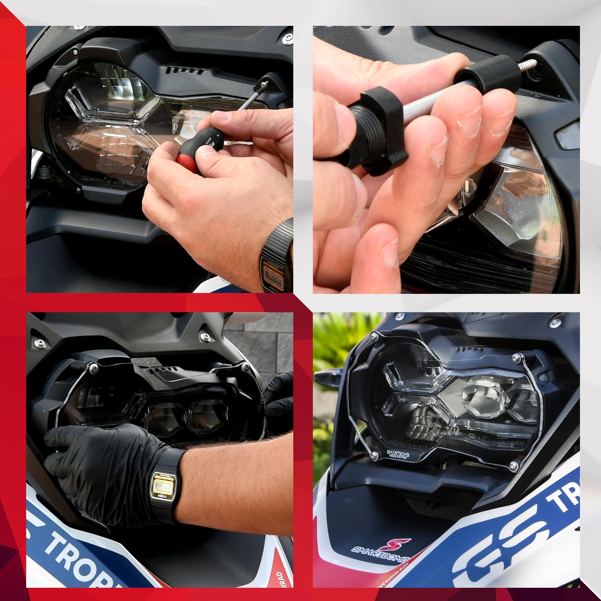 Protección de faros R 1200 GS R 1250 GS LC ADV STD LENTE DE PROTECCIÓN DE FAROS 5MM Sistema ''quitar&reemplazar''