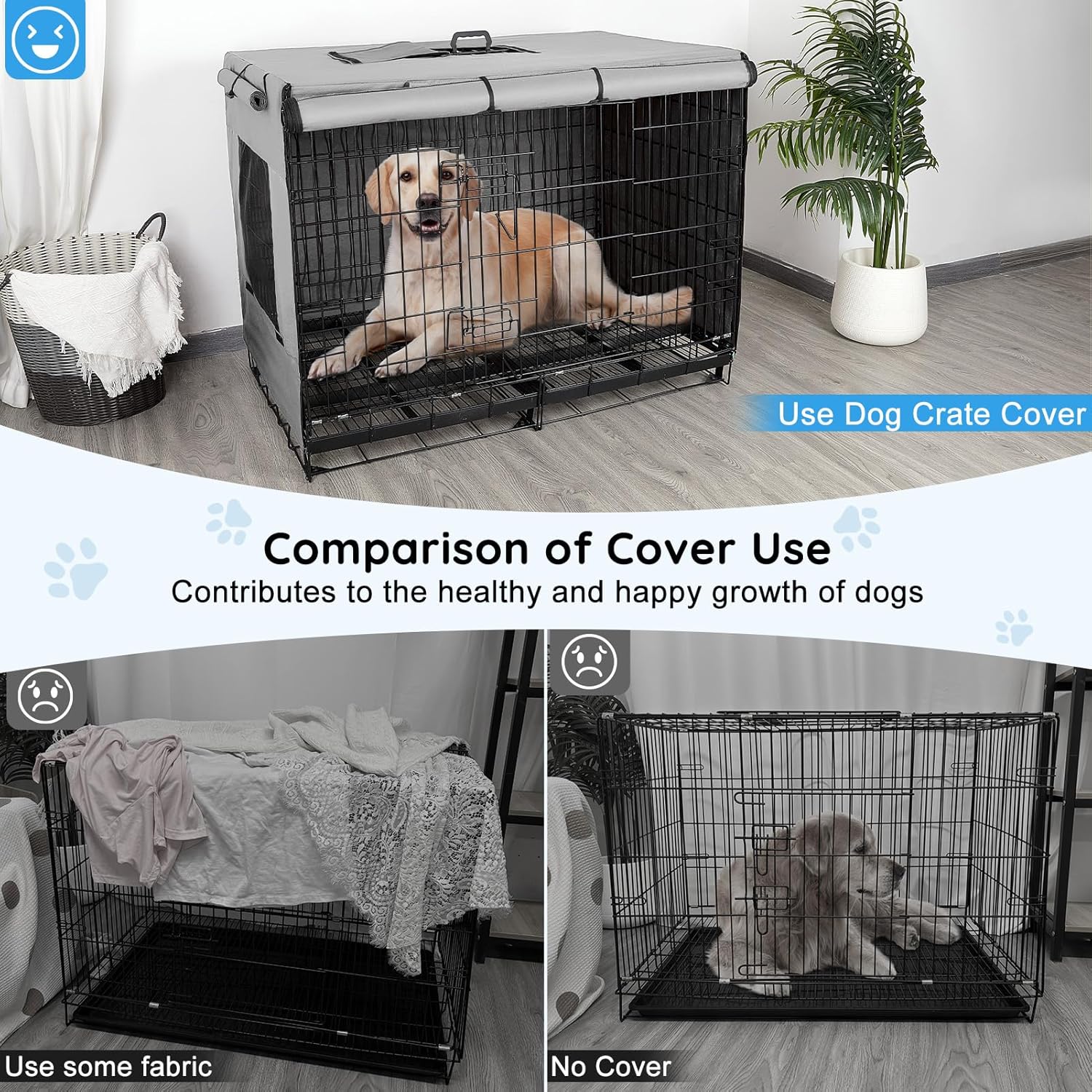 Dog Crate Cover 42 Inch Thickened Dog Kennel Cover Windproof Puppy Cage Cover with Mesh Windows on Both Sides Portable Crate Covers for Dogs Cages Fit for Indoor/Outdoor Use