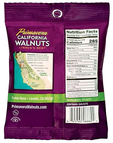 Miniatura 2 de Paquete de bocadillos Nueces, Linden's Best, Primavera Brand 10-1.5 bolsas Mitades ligeras