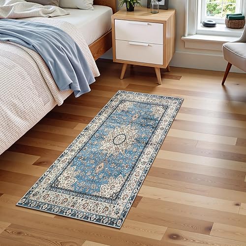 Miniatura 507 de Lahome Tapete tribal bohemio, pequeño, suave, antideslizante, lavable, de pelo corto, para piso en puerta, interior, entrada, baño, silla, Verde