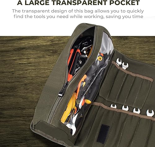 Miniatura 4 de Bolsa enrollable para llaves, rollo utilitario de 19+1 bolsillos, bolsa portátil para organización de herramientas, regalos para hombres, mecánico