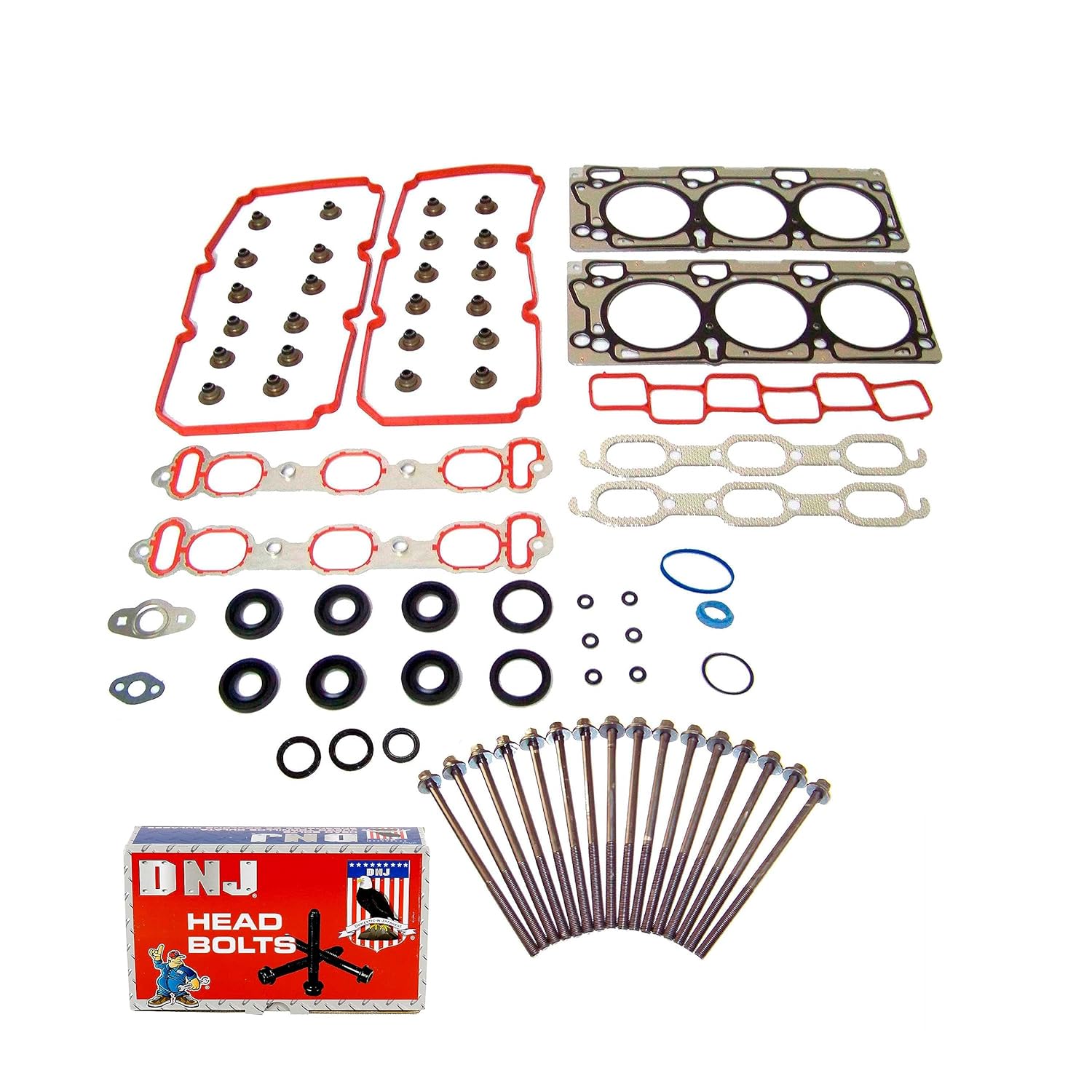DNJ HGB1158 Cylinder Head Gasket Set with Head Bolt Kit for 2007-2011 Chrysler Pacifica 4.0L 3952cc 241cid V6 SOHC