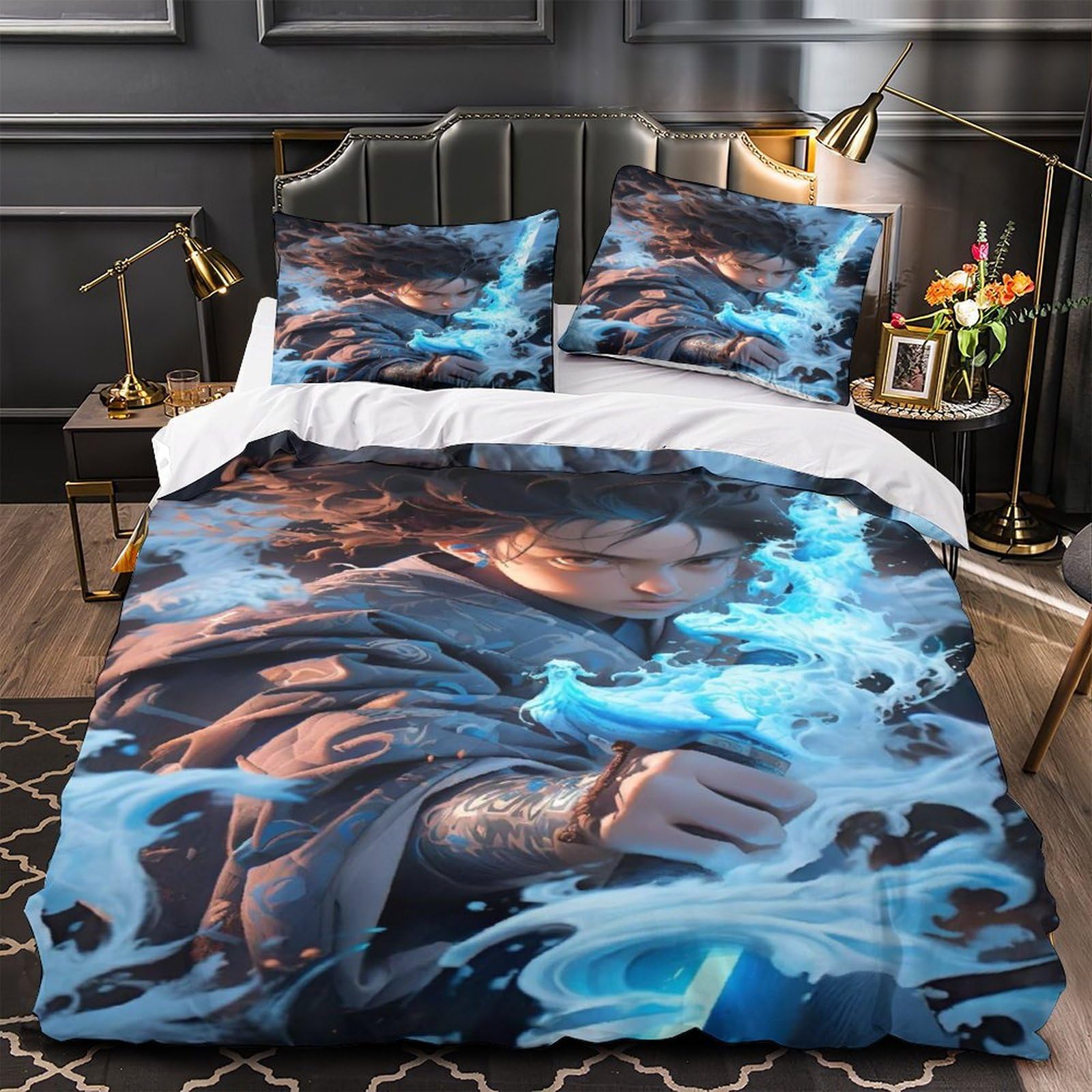 Housse de couette japonaise zippée anti-glissement microfibre douce lit King