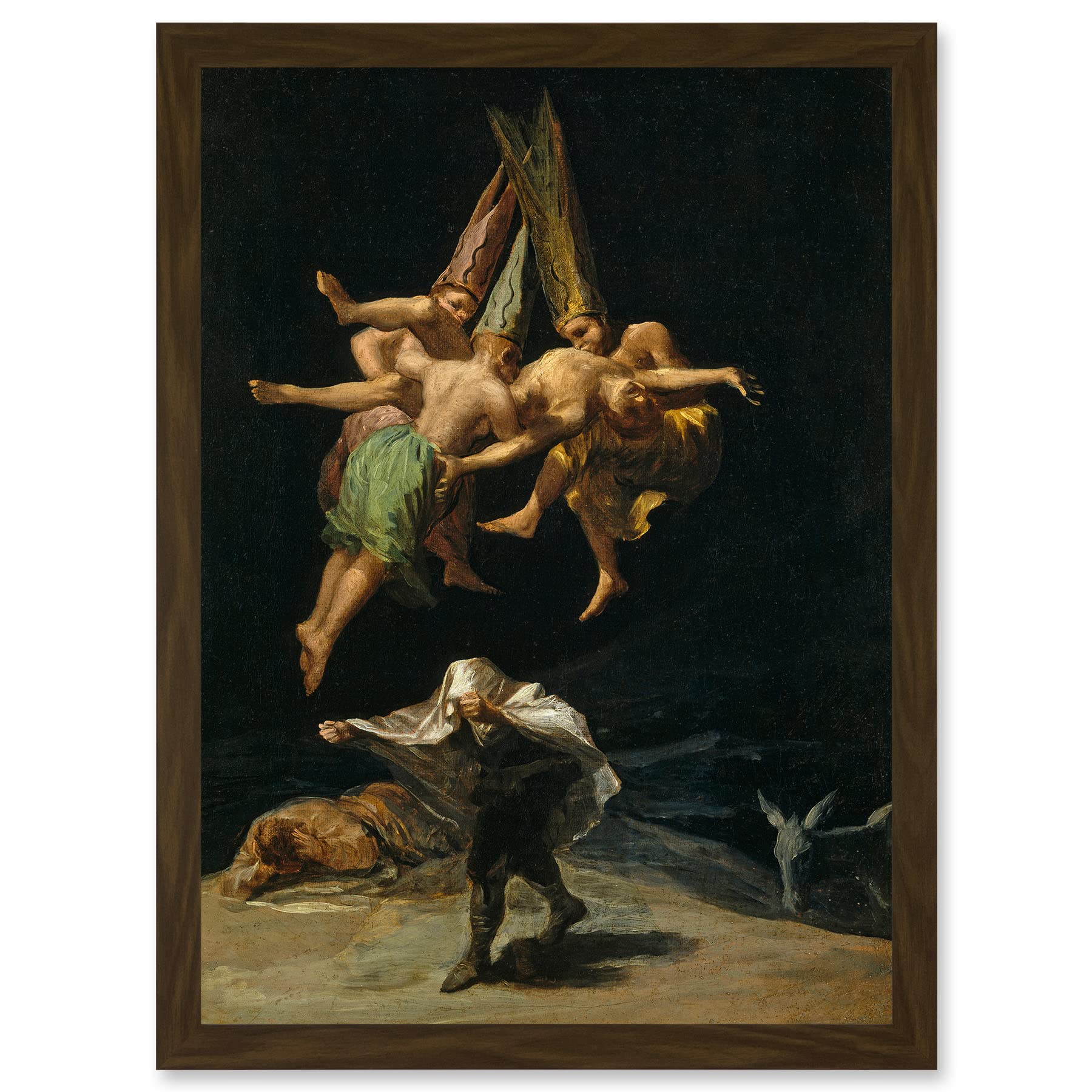 Artery8 Francisco Goya The Witches Flight Witchcraft Artwork Framed Wall Art Print A4