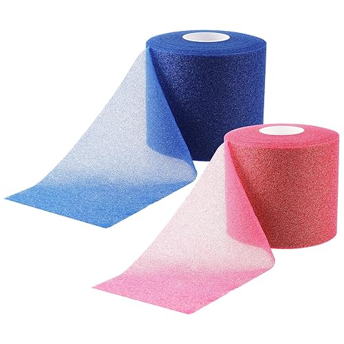 2 unidades de cinta atlética preenvoltura de espuma cinta deportiva para muñecas, rodillas, tobillos, cabello, 2.75 x 30 yardas (azul, rosa)