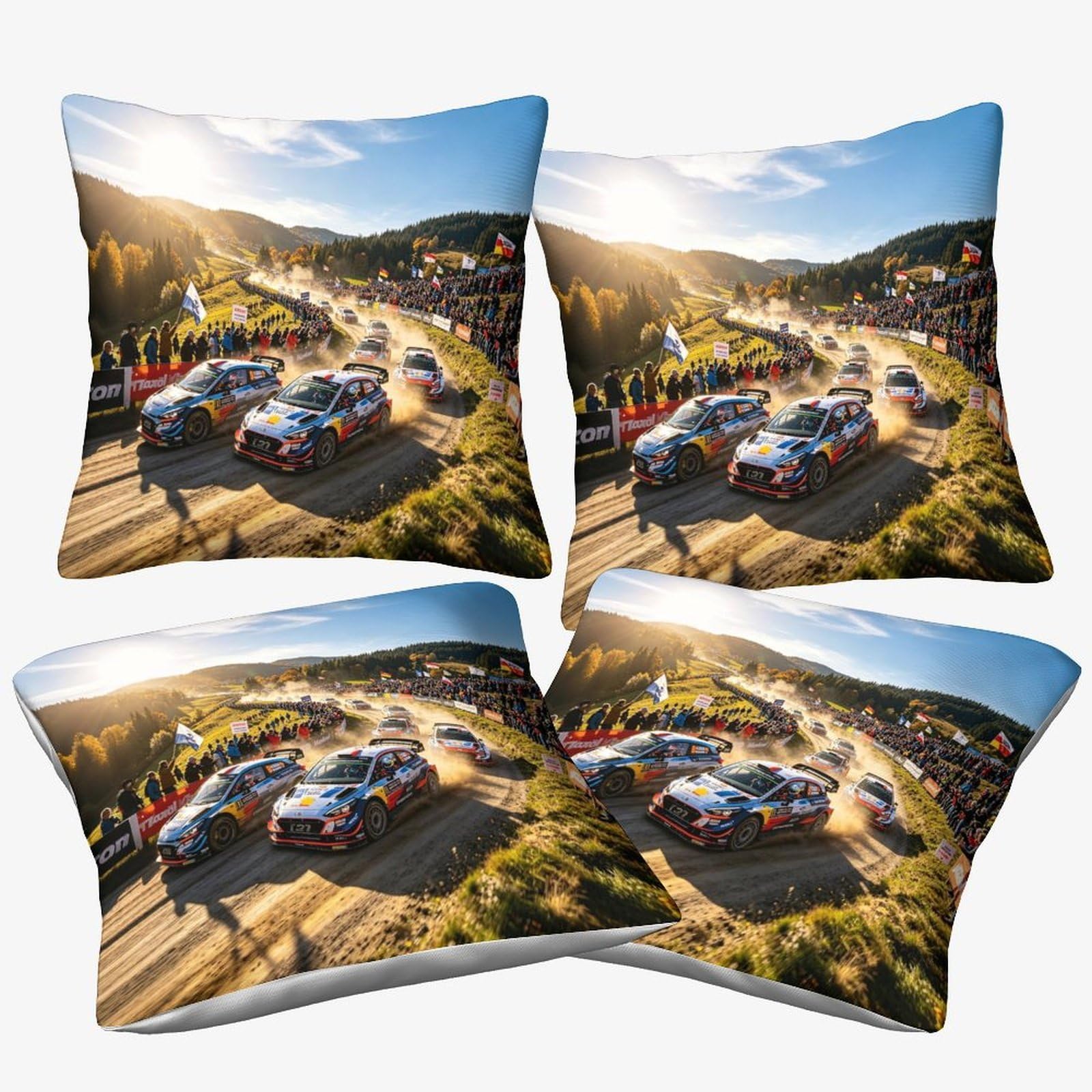 Dafufbw Rally Racing Decorative Themed Throw Pillow Cases, Off-Road Rally Cushion Covers 40X40cm, 4Pcs Microfiber Square Accent Pillow Covers Decor For Living Room Bedroom Sofa Bed