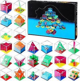Sumind 24 Pcs Mini Maze Cube Puzzle Box Set, Balance Iq Maze Game 3D Brain Teaser Ball Ideal Prizes Gifts Puzzles Party Favor Games for Mind Challenge Gifts (Intelligent)