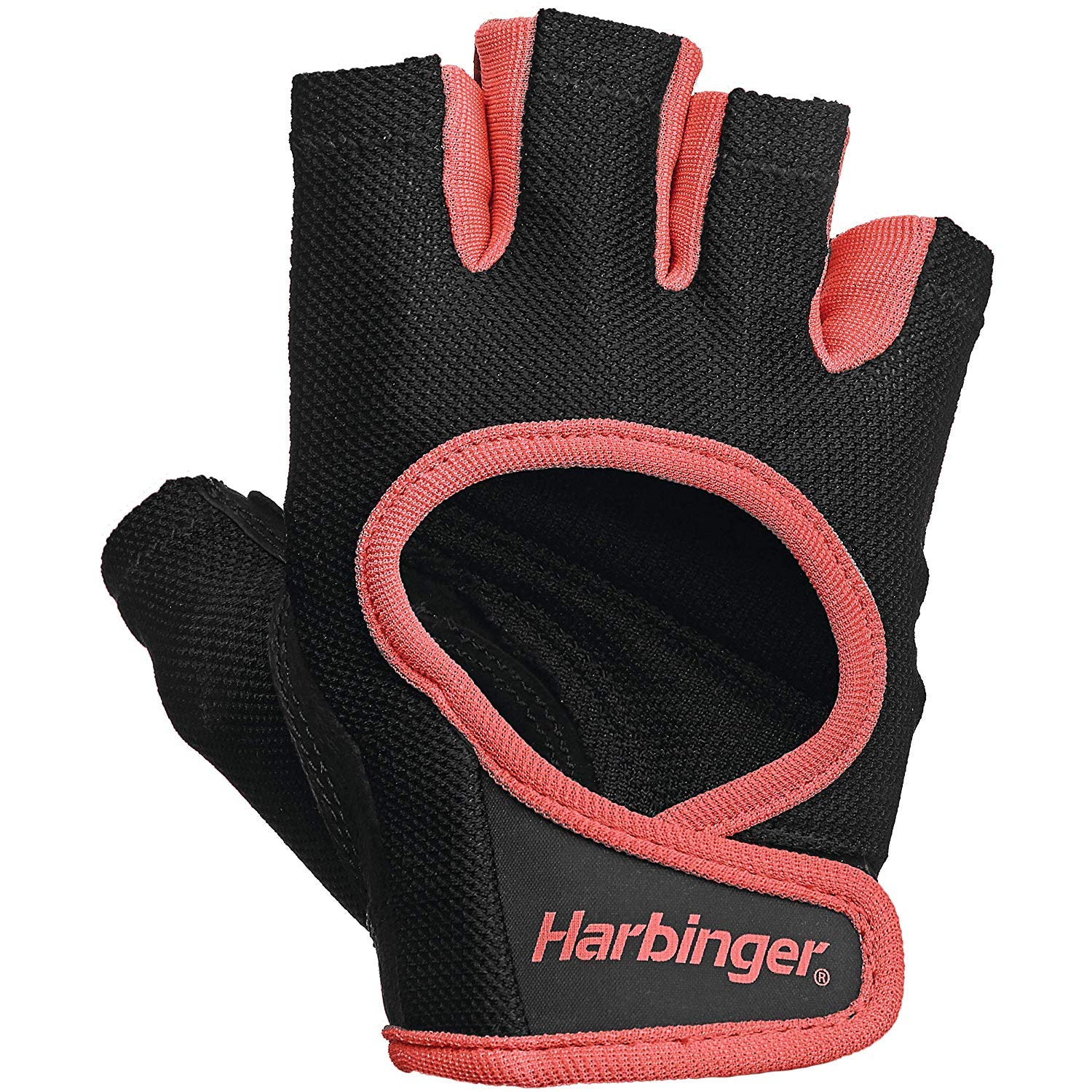 Harbinger Power Women's Weight Lifting Gloves, Leather Palm Protection, Workout Fitness Gloves, Coral, L