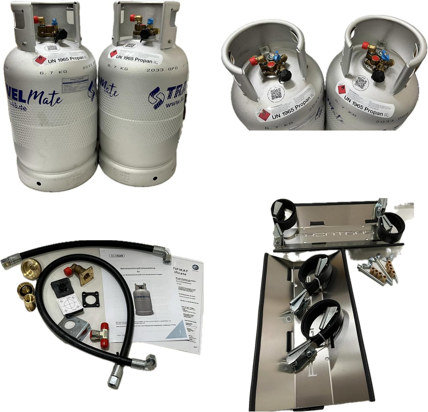 Alugas LPG-Campinggas Doppelpack (2×11 kg, 27 L) + Einbauset Nr. 3