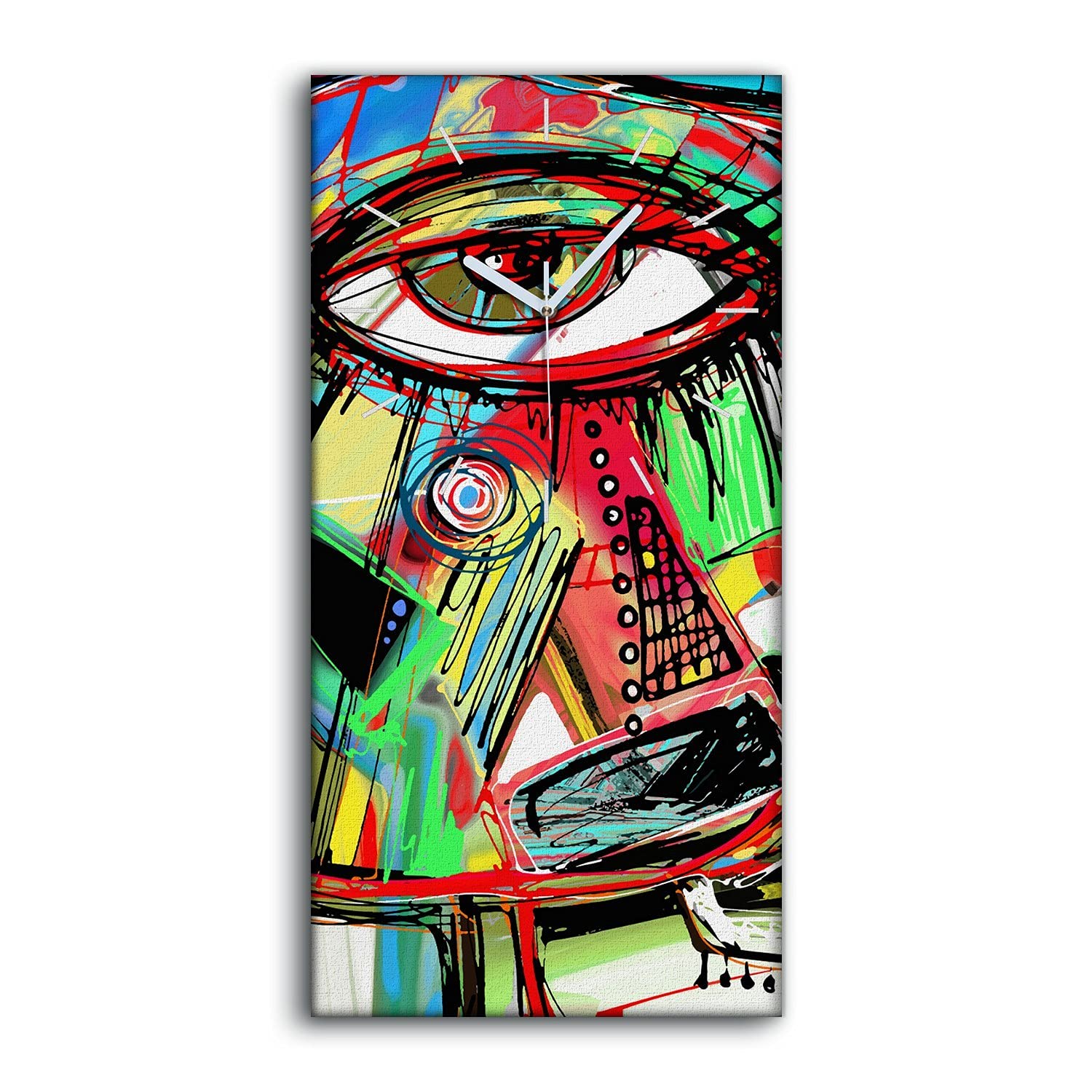 Horloge sur Toile Salon Moderne 30x60 Art Mural Oiseau Muet
