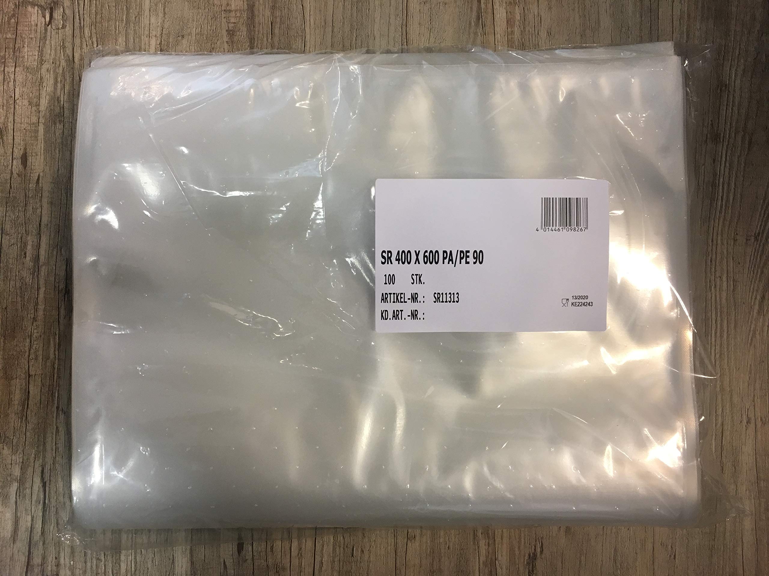 500 glatte Vakuumbeutel Siegelrandbeutel Gefrierbeutel 400 x 600mm, PVC-frei, BPA-frei, Phthalatfrei, Wegwerfbar, Mehr-Schicht-Verbundfolie-Konstruktion, Klar, PA/PE 90 µm